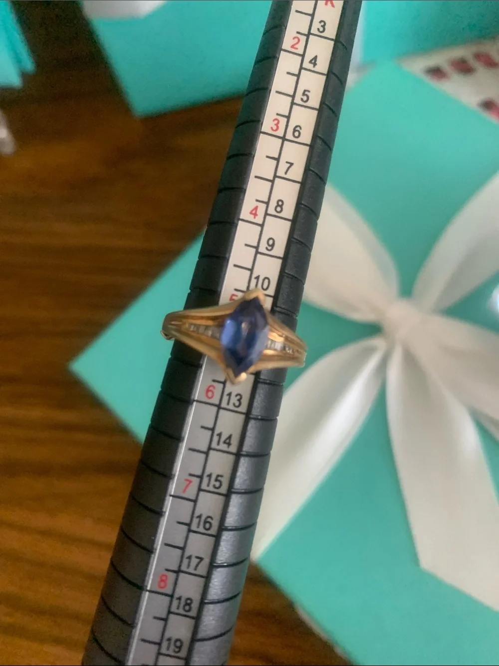 Vintage solid white and yellow gold channel diamonds and sapphire ring